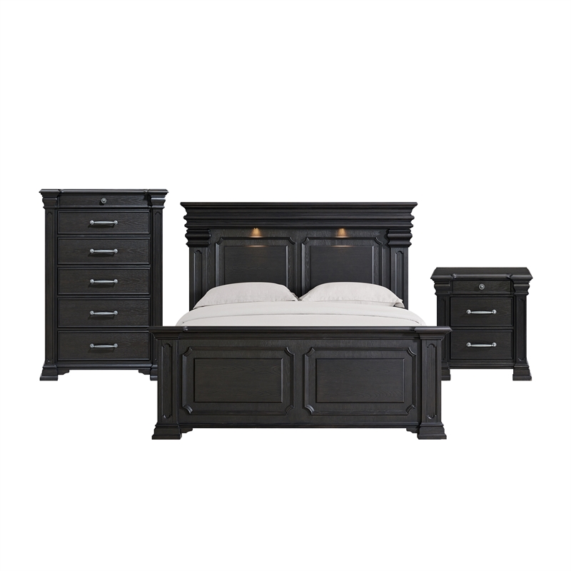 Picket House Furnishings Paterson King 3PC Bedroom Set in Black