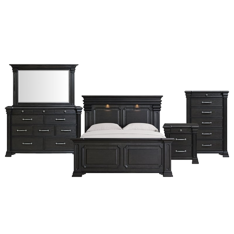 Picket House Furnishings Paterson King 5PC Bedroom Set in Black