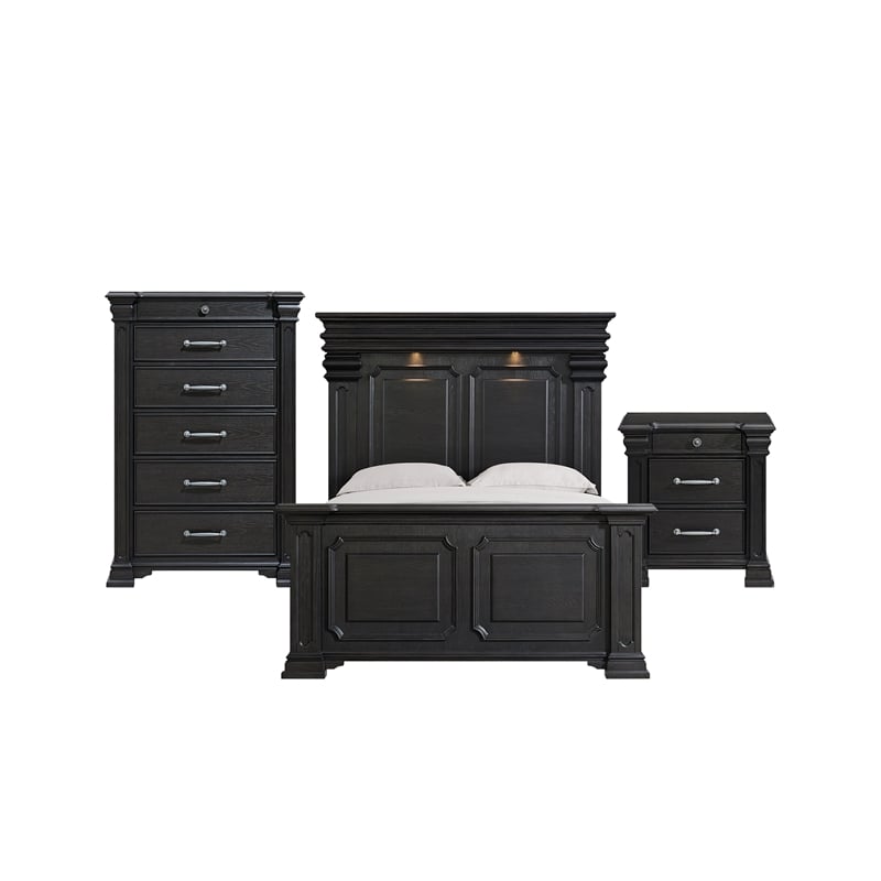 Picket House Furnishings Paterson Queen 3PC Bedroom Set in Black