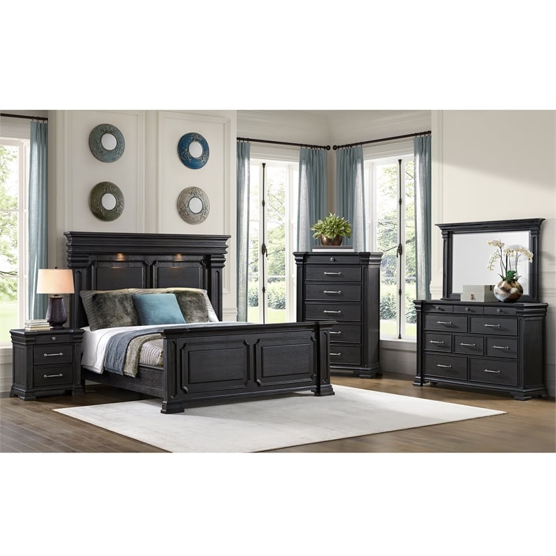 Picket House Furnishings Paterson Queen 3PC Bedroom Set in Black