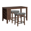 Picket House Furnishings Veronica Kitchen Island 2 Counter Stools - Grey/Walnut