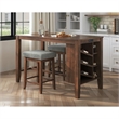 Picket House Furnishings Veronica Kitchen Island 2 Counter Stools - Grey/Walnut