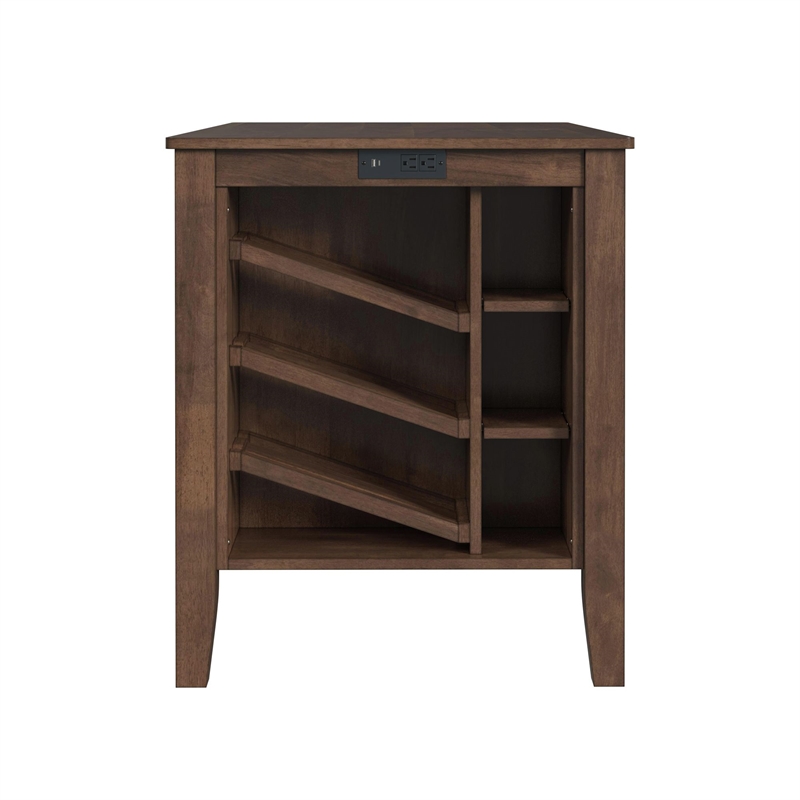 Picket House Furnishings Veronica Kitchen Island 2 Counter Stools - Grey/Walnut
