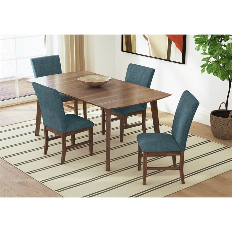 Picket House Furnishings Veronica Dining Side Chair w/ Denim Blue Fabric/Walnut