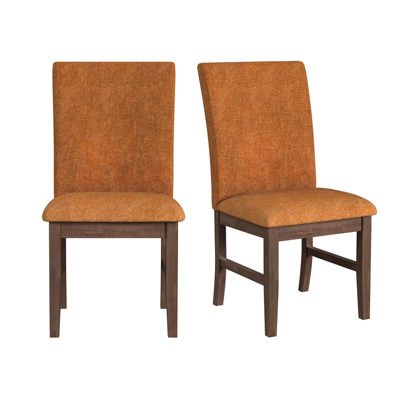 Picket House Furnishings Veronica Dining Side Chair with Orange Fabric in Walnut