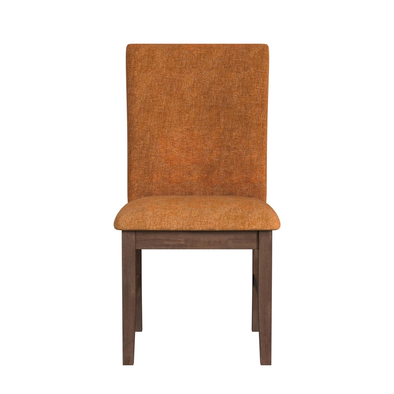 Picket House Furnishings Veronica Dining Side Chair with Orange Fabric in Walnut