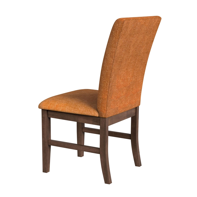 Picket House Furnishings Veronica Dining Side Chair with Orange Fabric in Walnut