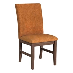 Picket House Furnishings Veronica Dining Side Chair with Orange Fabric in Walnut