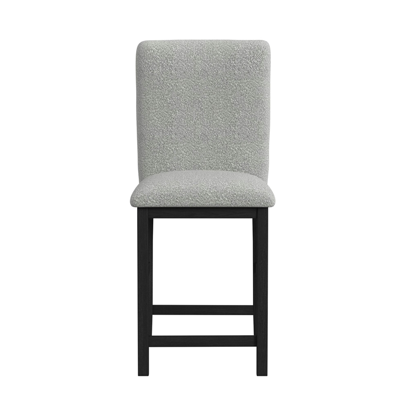 Picket House Furnishings Canal Square Back Barstool with Grey Fabric in Black