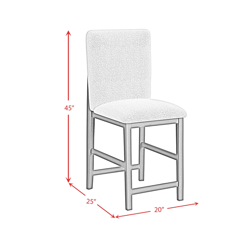 Picket House Furnishings Canal Square Back Barstool with Grey Fabric in Black