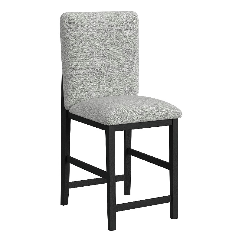 Picket House Furnishings Canal Square Back Barstool with Grey Fabric in Black