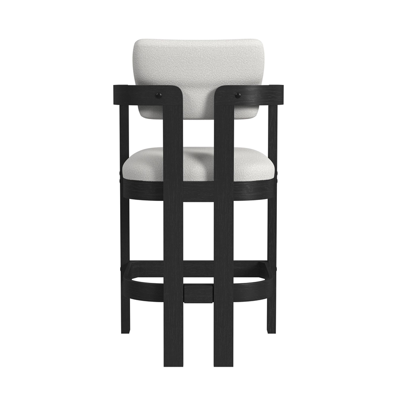Picket House Furnishings Canal Arm Barstool with White Fabric in Black