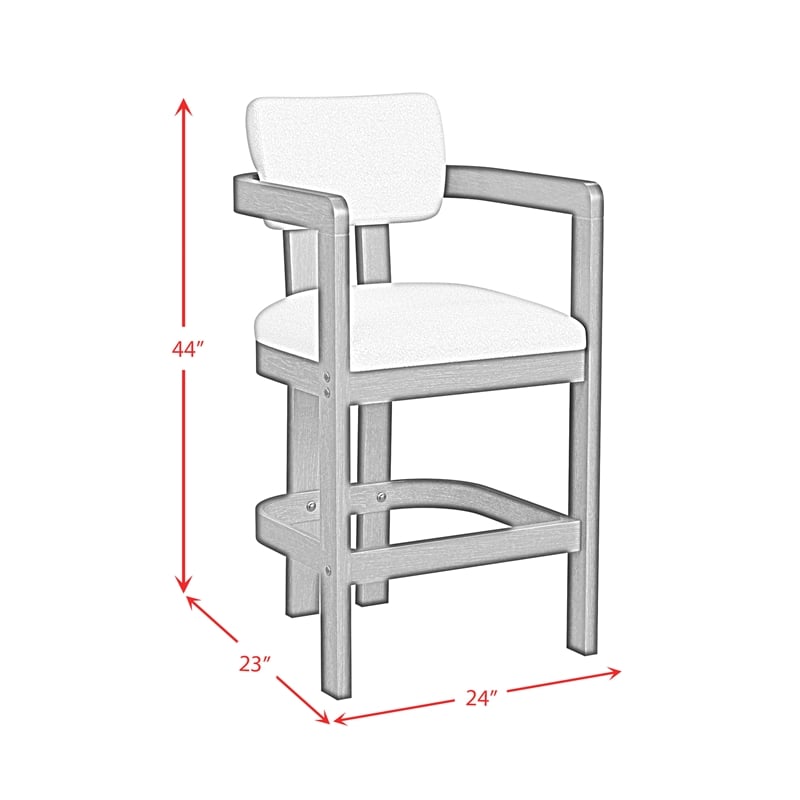 Picket House Furnishings Canal Arm Barstool with White Fabric in Black