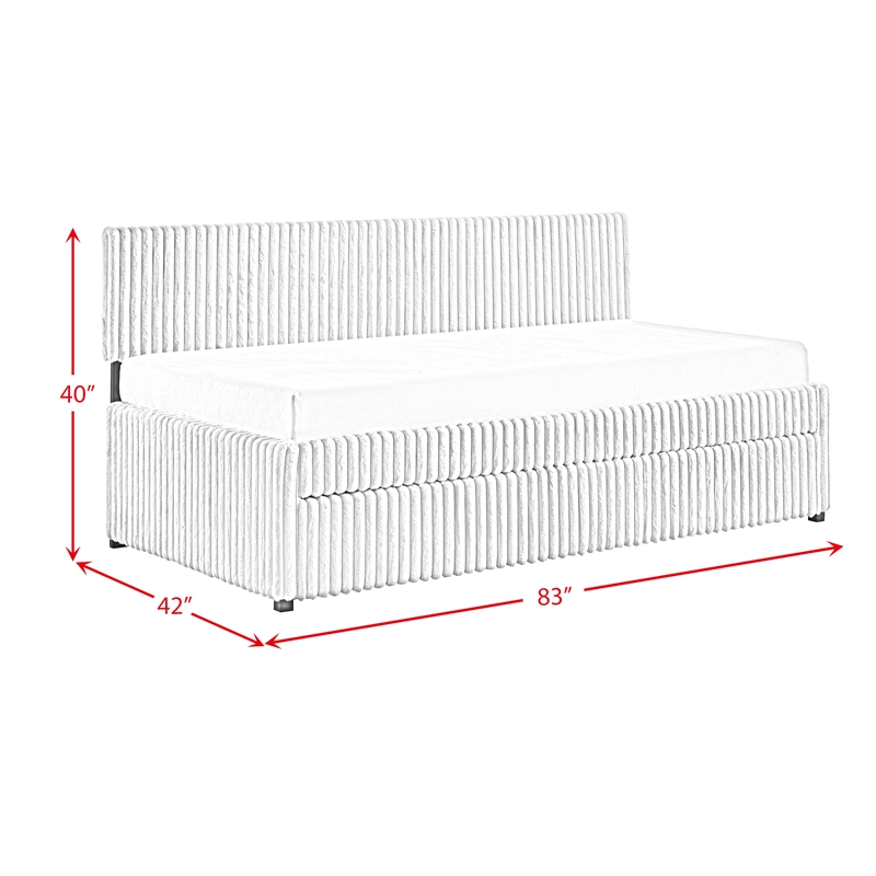 Picket House Furnishings Amelia Twin Daybed with Trundle in Corduroy Beige