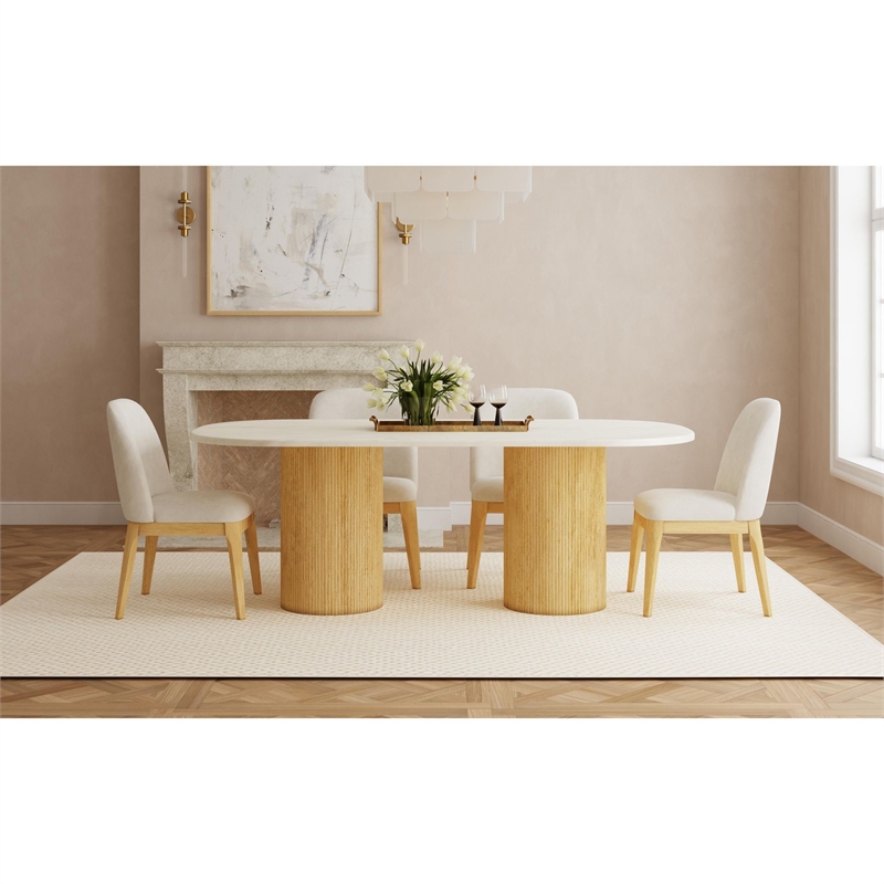 Picket House Furnishings Sutton Dining Side Chair with White Fabric in Natural