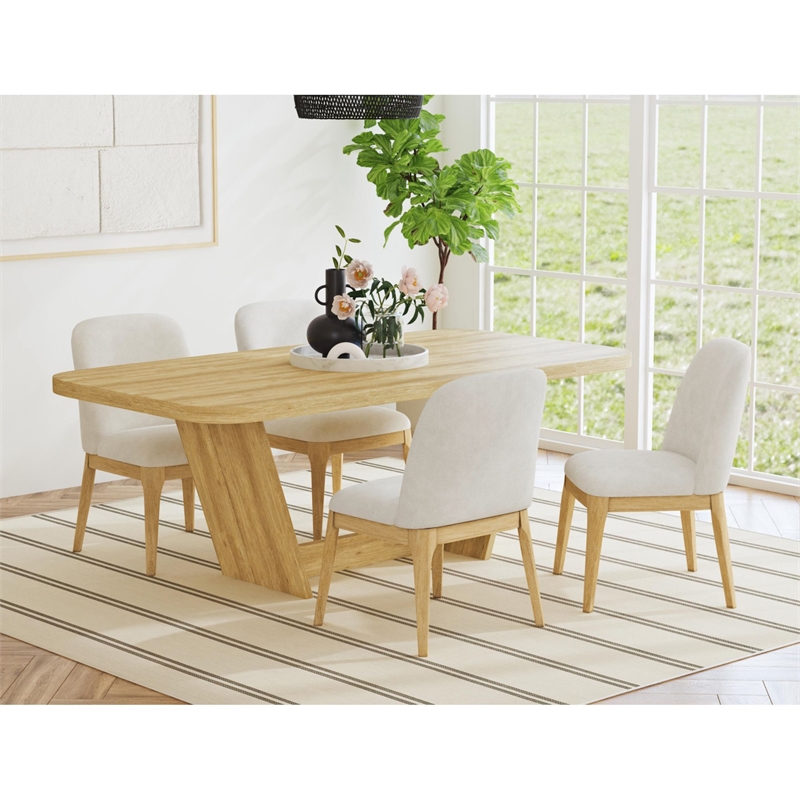 Picket House Furnishings Sutton Dining Side Chair with White Fabric in Natural