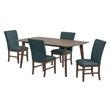 Picket House Furnishings Veronica 5PC Standard Height Dining Set in Walnut/Denim