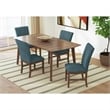 Picket House Furnishings Veronica 5PC Standard Height Dining Set in Walnut/Denim