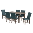 Picket House Furnishings Veronica 7PC Standard Height Dining Set in Walnut/Denim