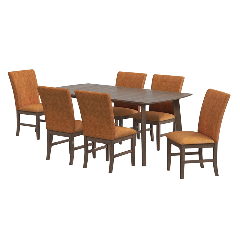Picket House Furnishings Veronica 7PC Standard Height Dining Set - Walnut/Orange