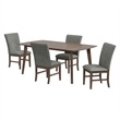 Picket House Furnishings Veronica 5PC Standard Heigh Dining Set-Walnut/Dark Grey