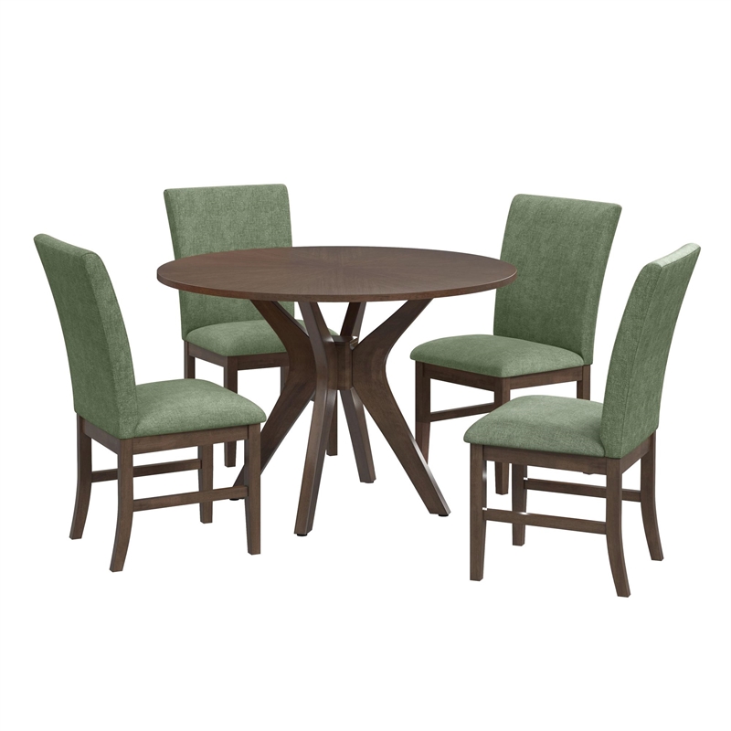 Picket House Furnishings Veronica 5PC Standard Height Dining Set-Walnut/Avocado