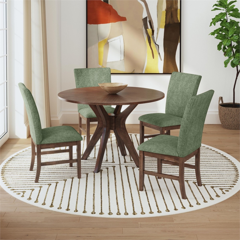 Picket House Furnishings Veronica 5PC Standard Height Dining Set-Walnut/Avocado