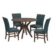 Picket House Furnishings Veronica 5PC Standard Height Dining Set in Walnut/Denim