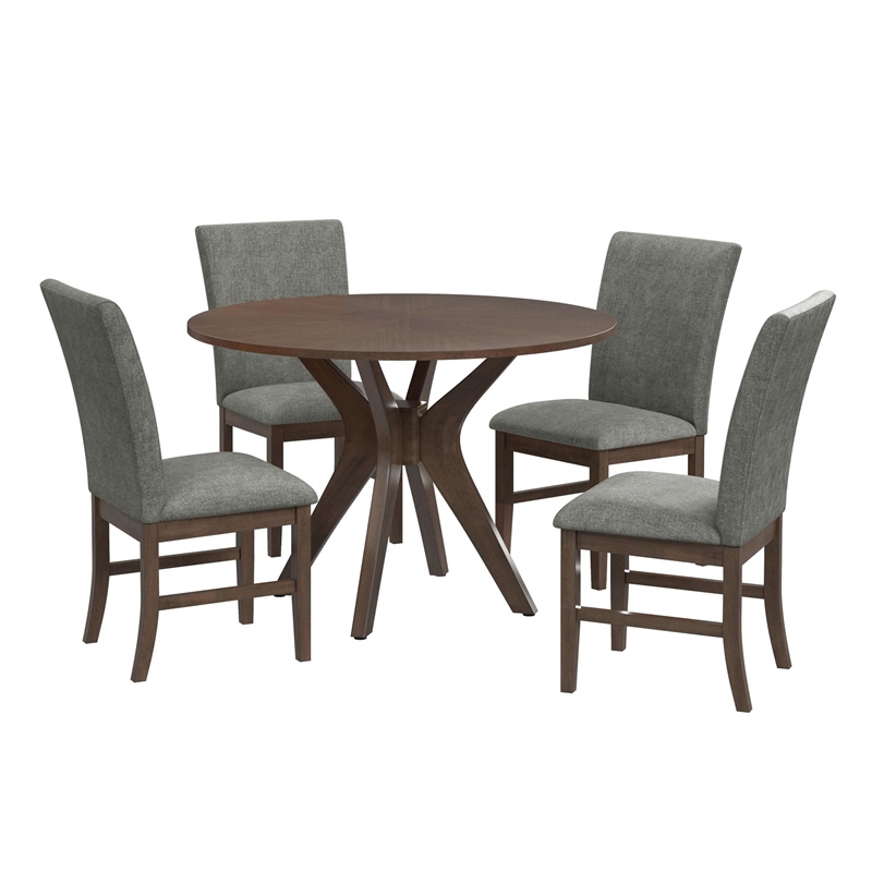 Picket House Furnishings Veronica 5PC Standard Heigh Dining Set-Walnut/Dark Grey