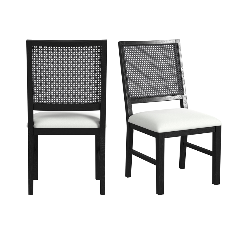 Picket House Furnishings Grenada Dining Chair with White Fabric in Black