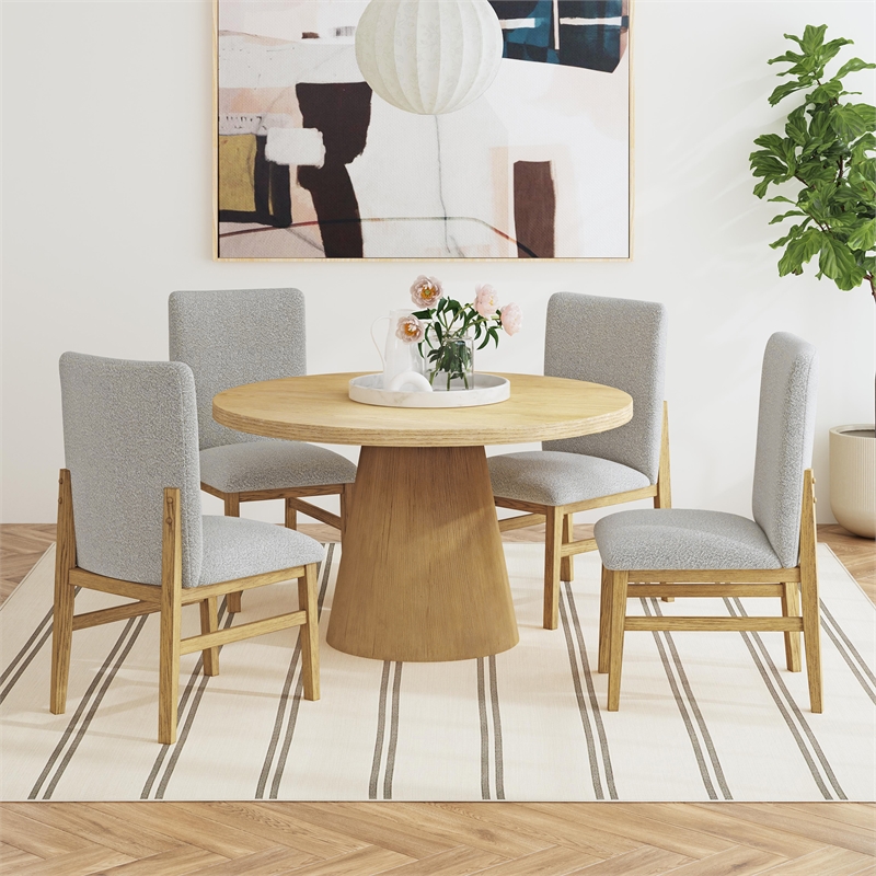 Picket House Furnishings Canal Square Back Dining Side Chair in Grey/Natural