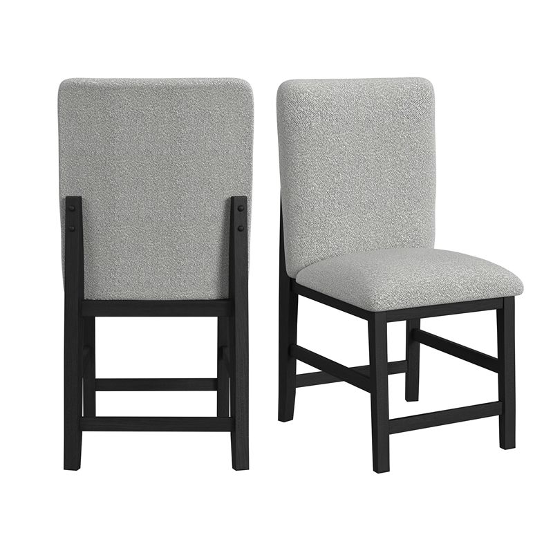 Picket House Furnishings Canal Square Back Counter Stool with Grey Fabric/Black