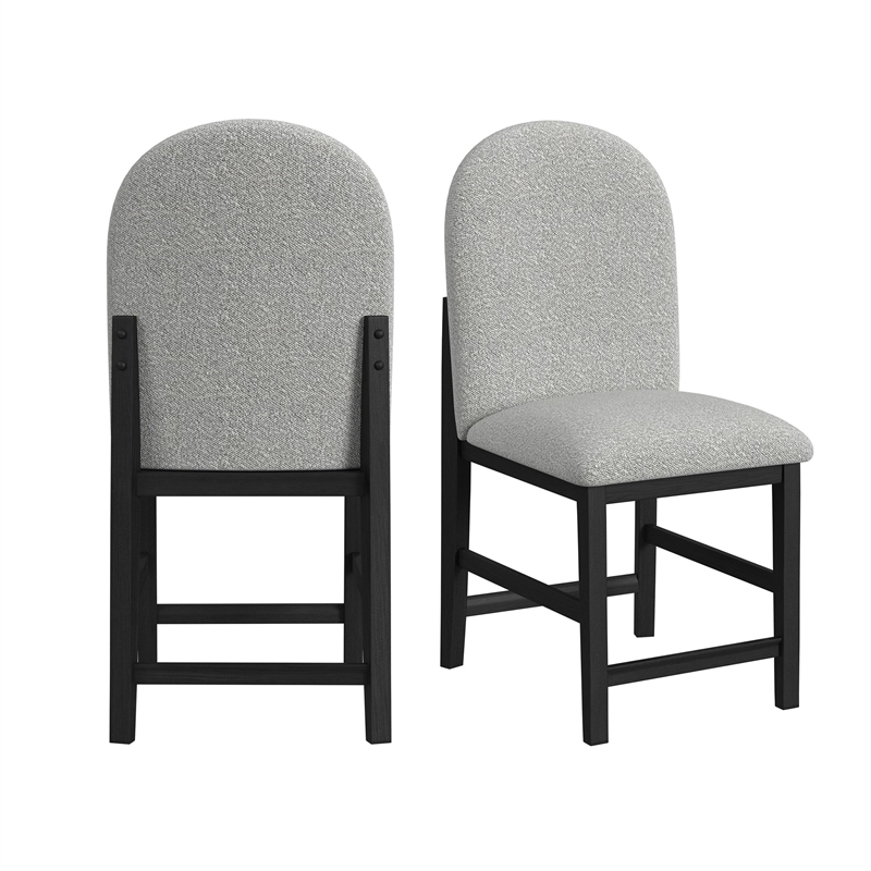 Picket House Furnishings Canal  Round Back Counter Stool with Grey Fabric/Black