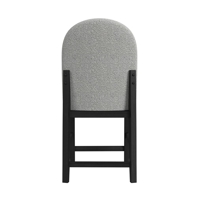 Picket House Furnishings Canal  Round Back Counter Stool with Grey Fabric/Black