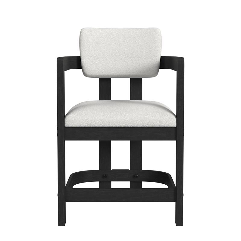 Picket House Furnishings Canal Arm Counter Stool with White Fabric in Black