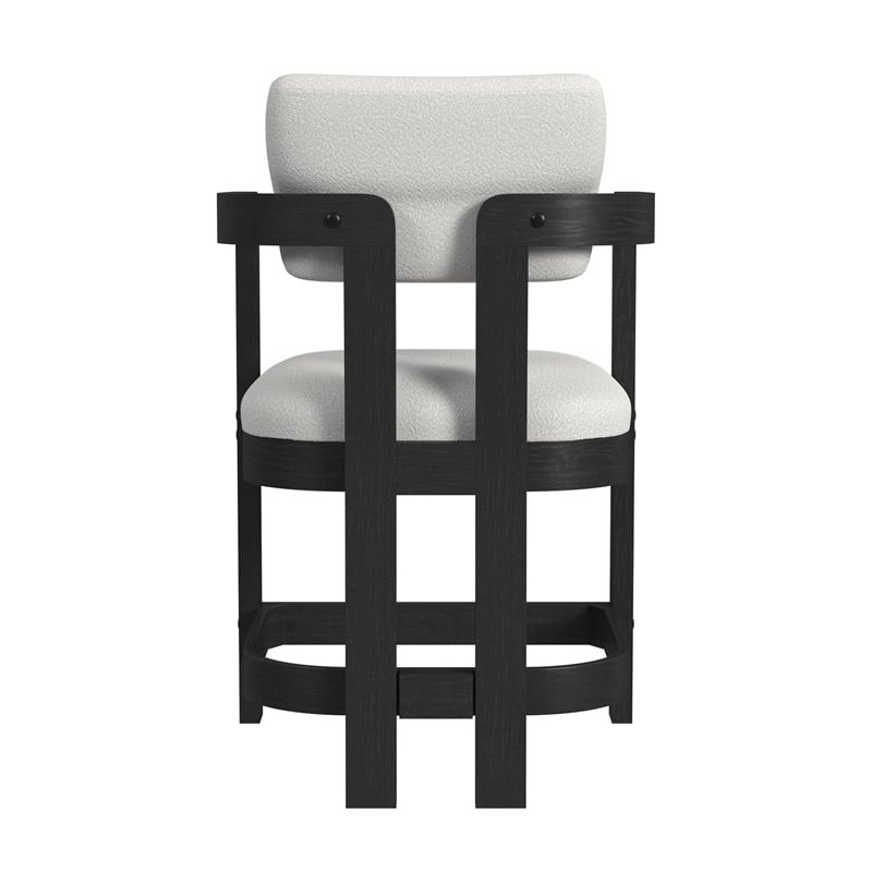 Picket House Furnishings Canal Arm Counter Stool with White Fabric in Black