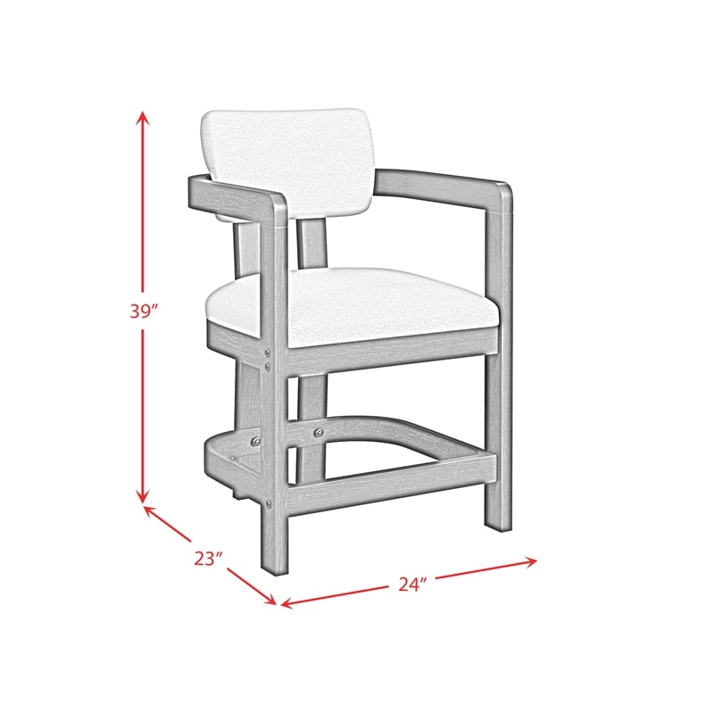 Picket House Furnishings Canal Arm Counter Stool with White Fabric in Black