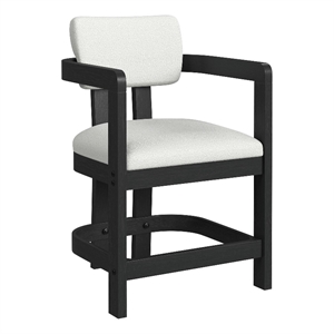 Picket House Furnishings Canal Arm Counter Stool with White Fabric in Black