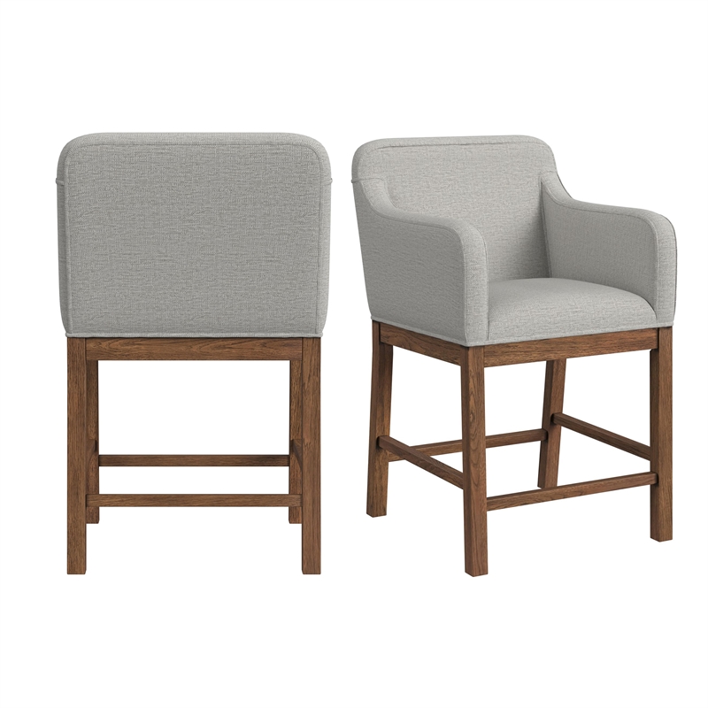 Picket House Furnishings Thorin UPH Counter Chair in Light Grey/Brown