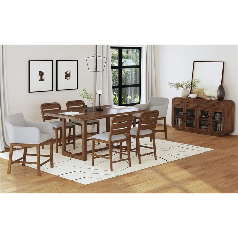 Picket House Furnishings Thorin UPH Counter Chair in Light Grey/Brown