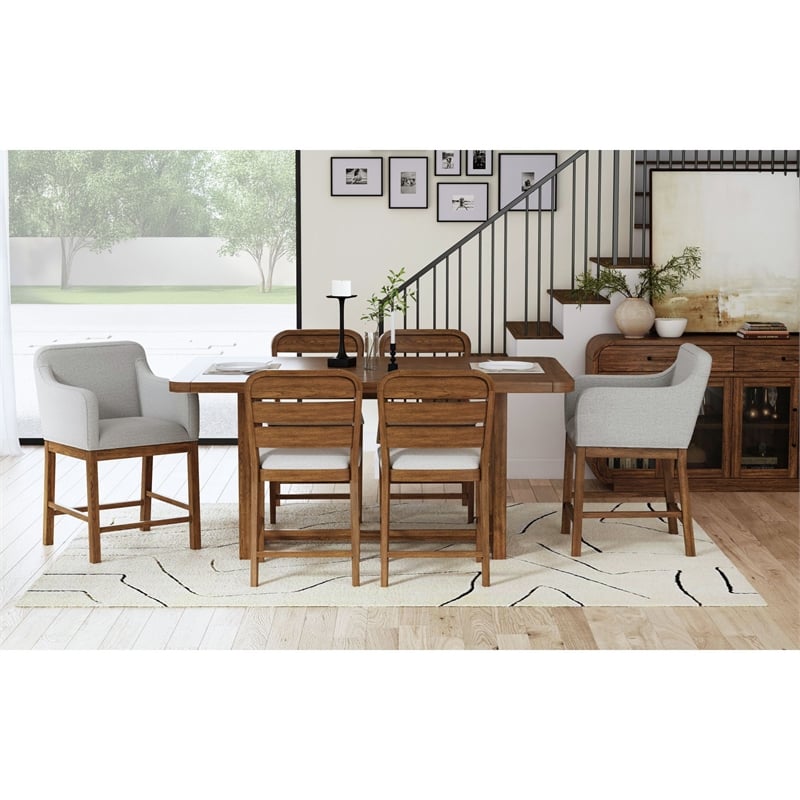 Picket House Furnishings Thorin UPH Counter Chair in Light Grey/Brown