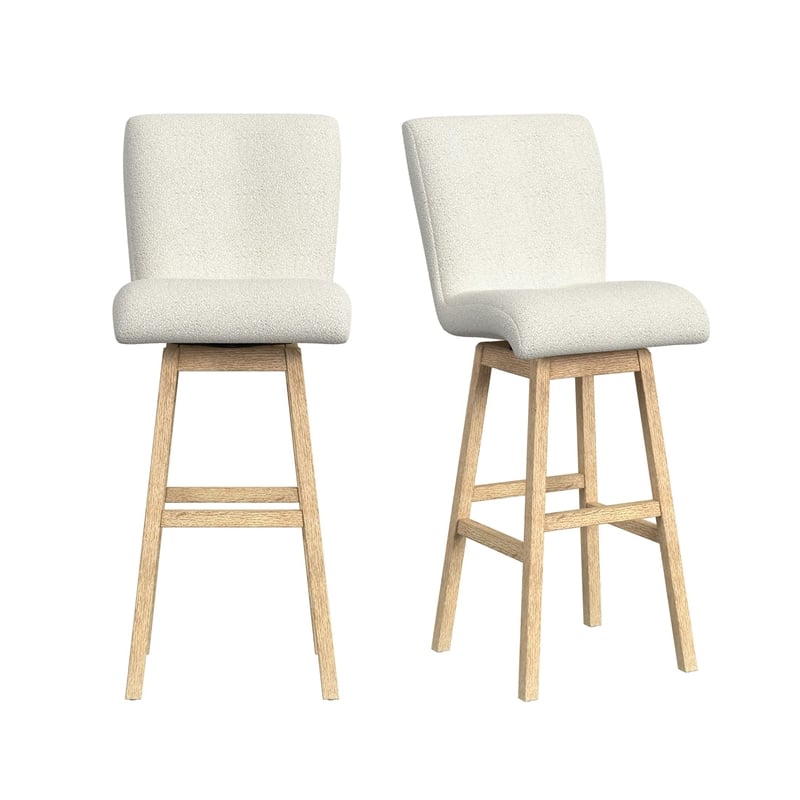 Picket House Furnishings Cambria UPH Swivel Bar Stool with Beige Boucle -Natural