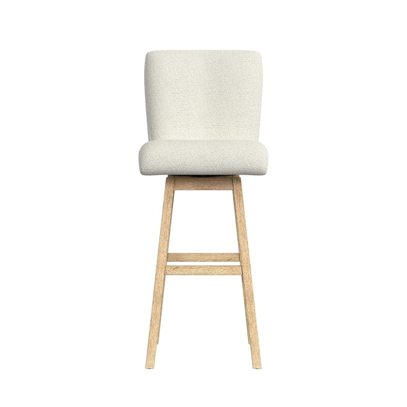 Picket House Furnishings Cambria UPH Swivel Bar Stool with Beige Boucle -Natural