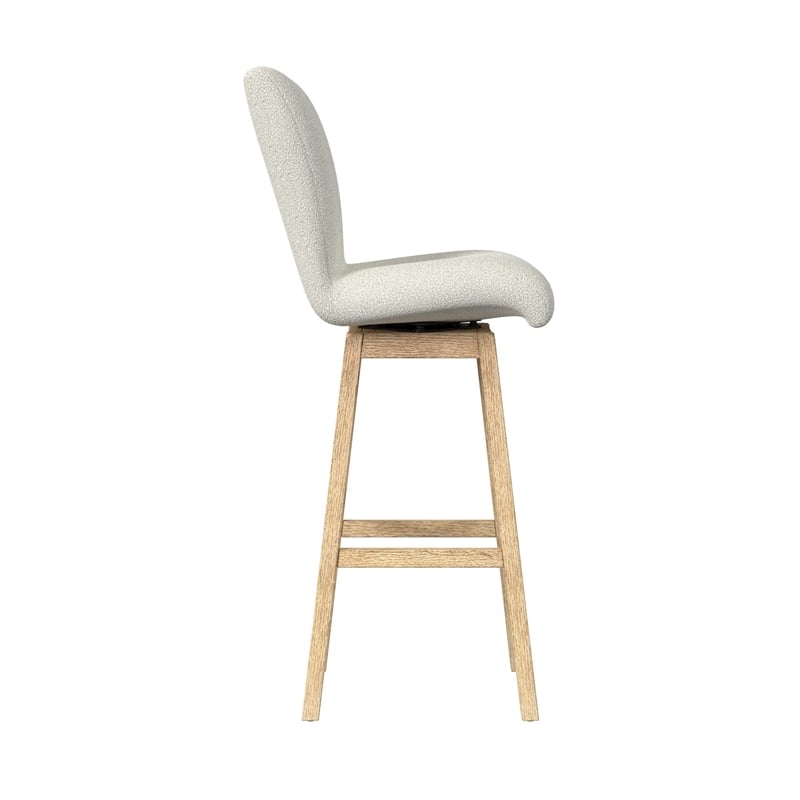 Picket House Furnishings Cambria UPH Swivel Bar Stool with Beige Boucle -Natural