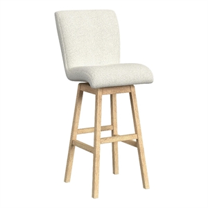 Picket House Furnishings Cambria UPH Swivel Bar Stool with Beige Boucle -Natural