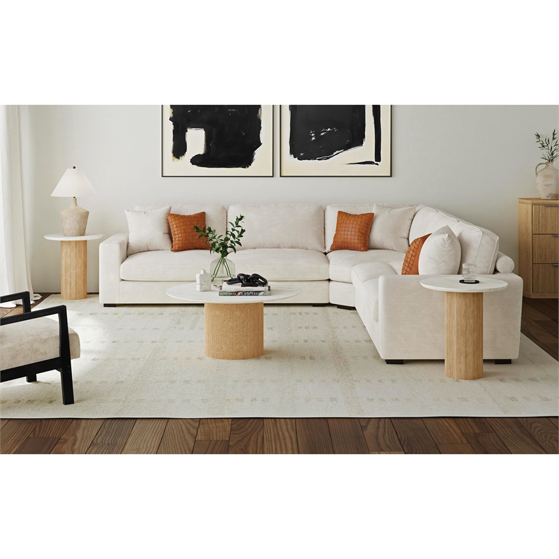 Picket House Furnishings Sutton Round Coffee Table in White/ Natural