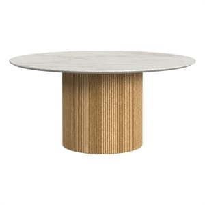 Picket House Furnishings Sutton Round Coffee Table in White/ Natural