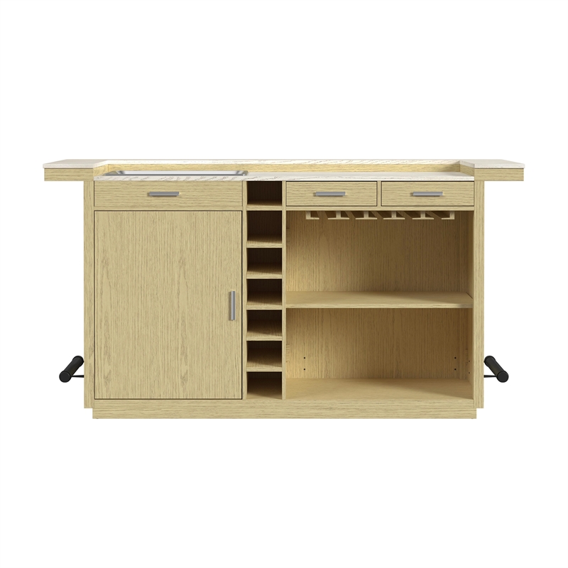 Picket House Furnishings Cambria Bar Table in Off White and Natural with LED