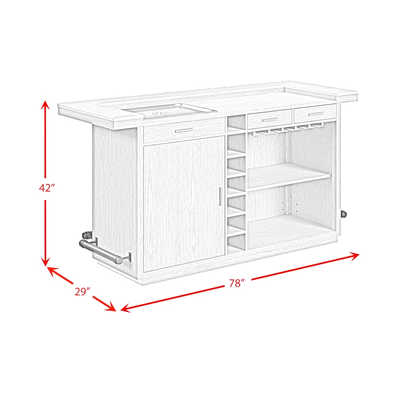 Picket House Furnishings Cambria Bar Table in Off White and Natural with LED