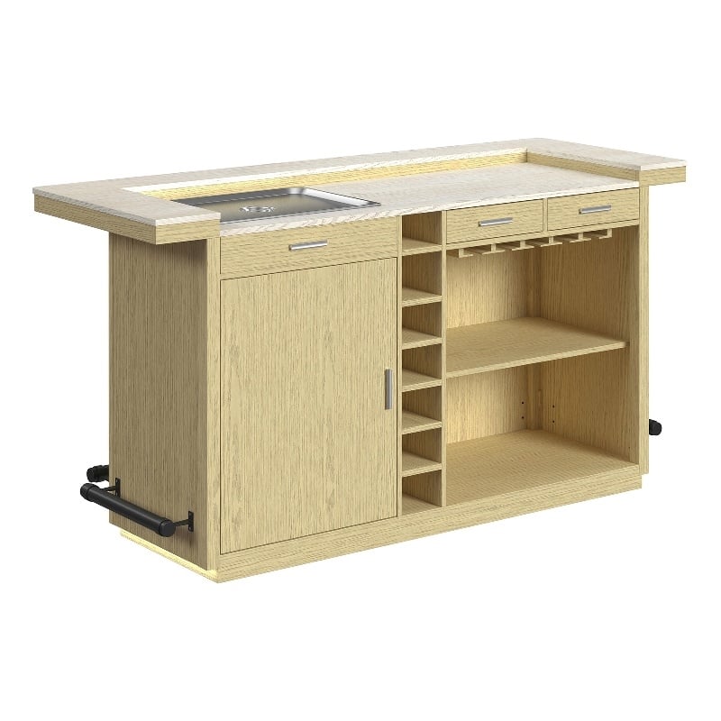 Picket House Furnishings Cambria Bar Table in Off White and Natural with LED